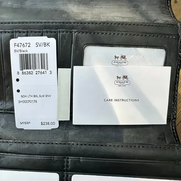 COACH x Womens black large wallet button NWOT - Picture 9 of 9
